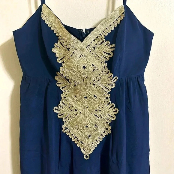 Lilly Pulitzer Women’s Kelsey Silk Short True Navy Blue Sleeveless Dress Sz 4 - Picture 3 of 4